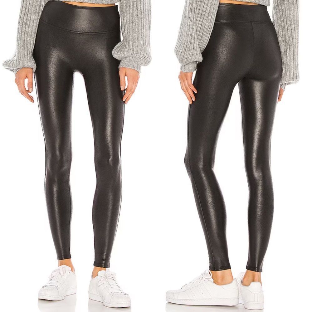 Spanx faux leather leggings black womens size XS‎